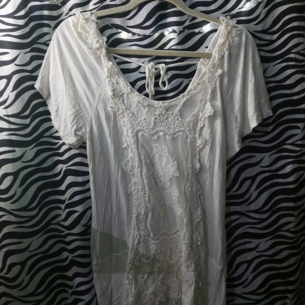 Classic ivory crocheted blouse